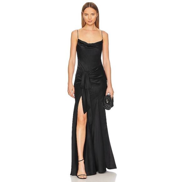 Cinq a Sept Draped Ruched 100% Sik Black Gown Sleeveless Size 2 NWT - Picture 1 of 13